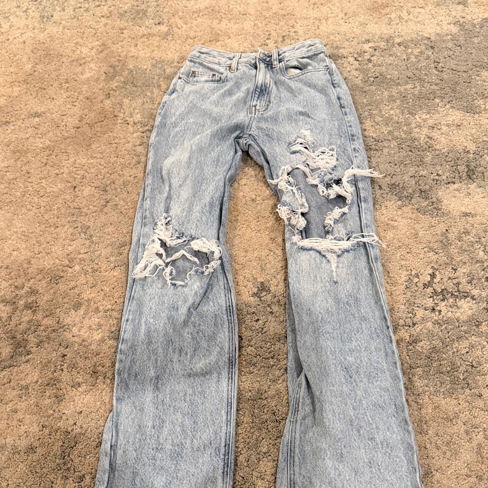 PacSun Light Blue Distressed Flare Jeans